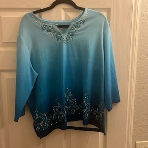 Alfred Dunner petite XL top 3/4 length sleeve. 95% cotton 5% Spandex